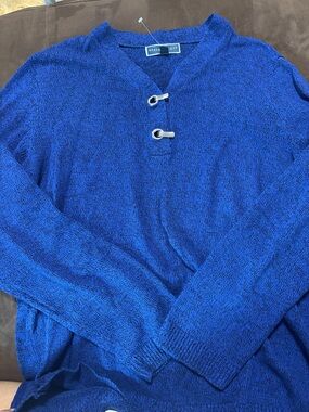 Karen Scott Men’s Royal Blue V-Neck Toggle Sweater